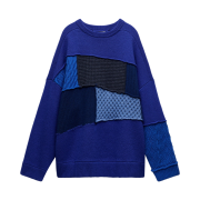 Zara x Ader Error Patchwork Oversize Sweater Blue