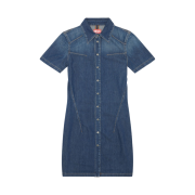 (W) Diesel De-Shirty Buttoned Shirt Dress In Stretch Denim Dark Blue
