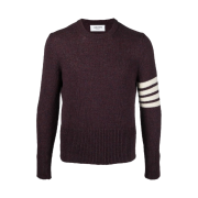Thom Browne Shetland 4-Bar Classic Crewneck Pullover Knit Dark Red