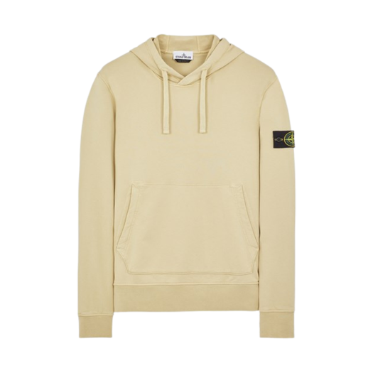 Stone Island 64151 Cotton Fleece Garment Dyed Hooded Sweatshirt Ecru - 23FW