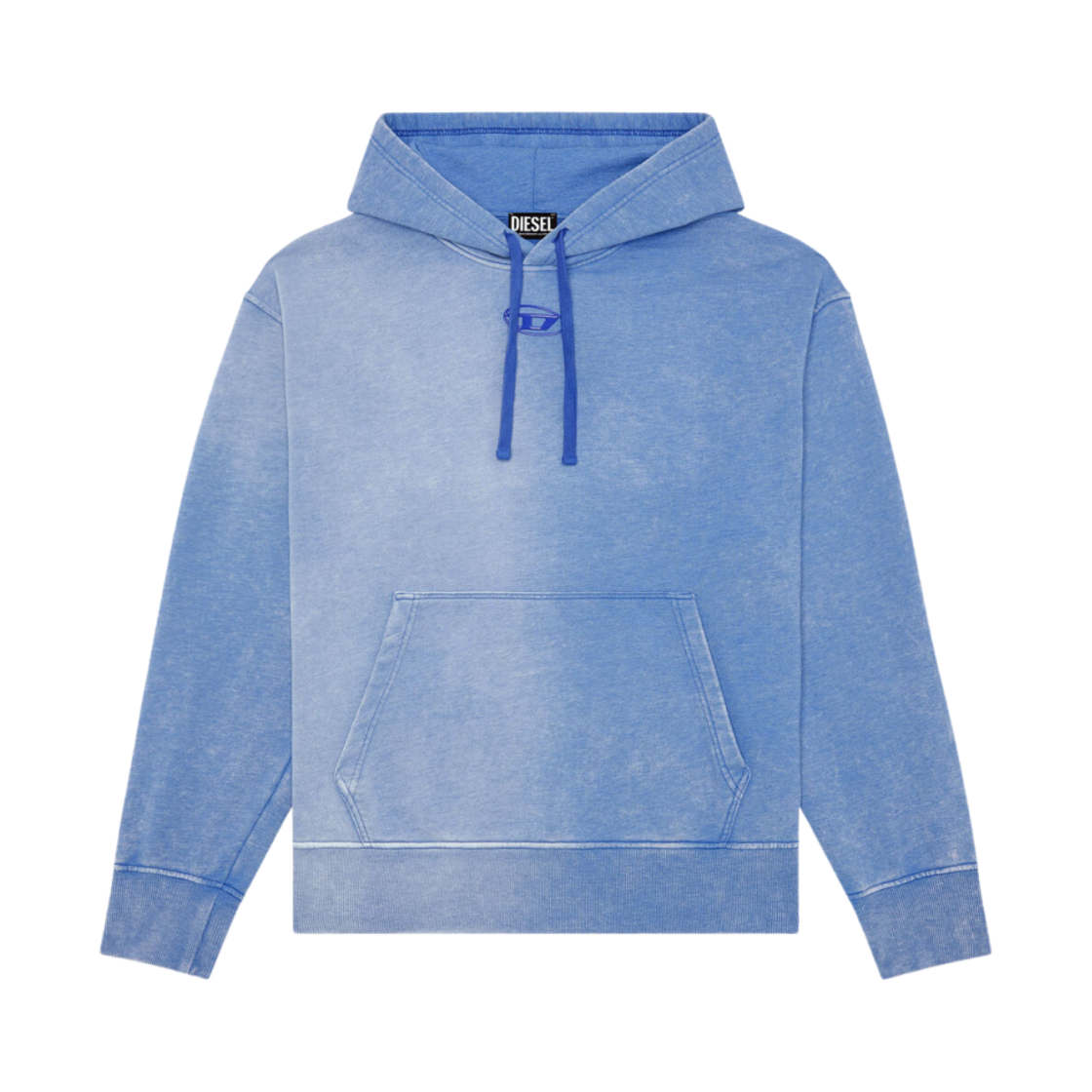 디젤 S-맥스-후드-G2 로고 오버다이드 후드 라이트 블루(Diesel S-Macs-Hood-G2 Overdyed Hoodie with Logo Light Blue)