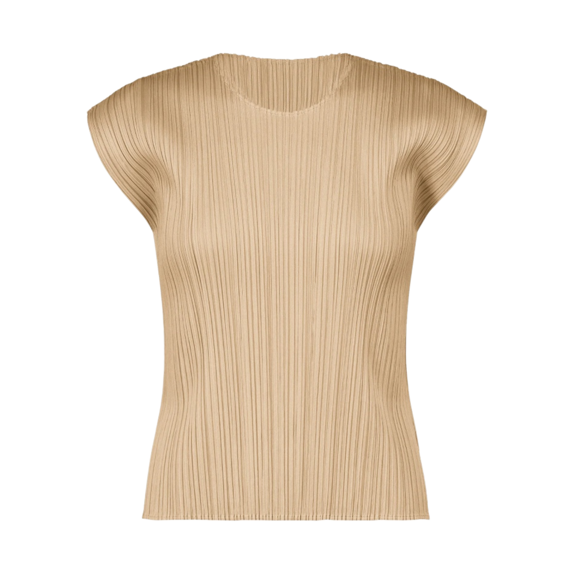 (W) 플리츠 플리즈 이세이 미야케 MC 준 프렌치 슬리브 탑 베이지((W) Pleats Please Issey Miyake MC June French Sleeve Top Beige) - 1