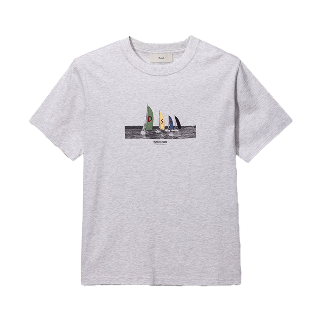 UDTS5B134G1_M_ Dunst Unisex Applique Yacht T-Shrt Light Melange Grey