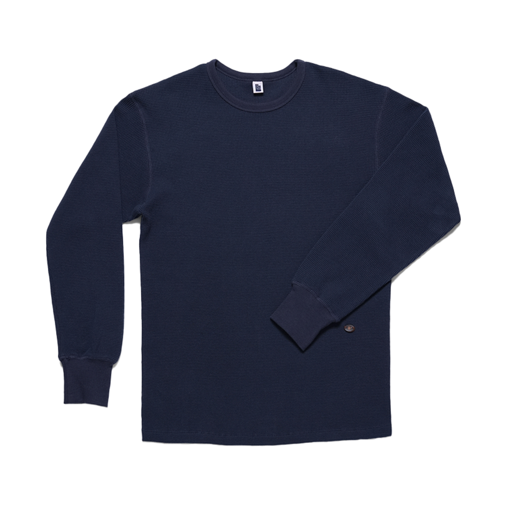 LLL90C-LTS-NV005F LLL Design Studio Blended Waffle-Jersey Long-Sleeved Tee Navy Blue