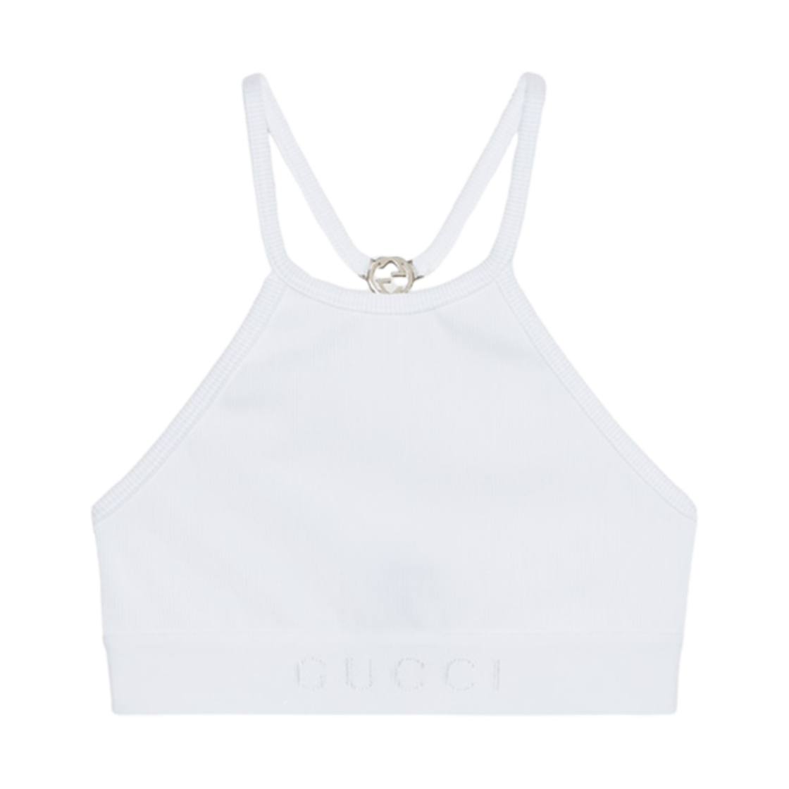 772425-XUAJ3-9210 (W) Gucci Nylon Jersey Crop Top White