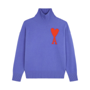 AMI de Coeur Oversize Intarsia Funnel Neck Sweater Purple