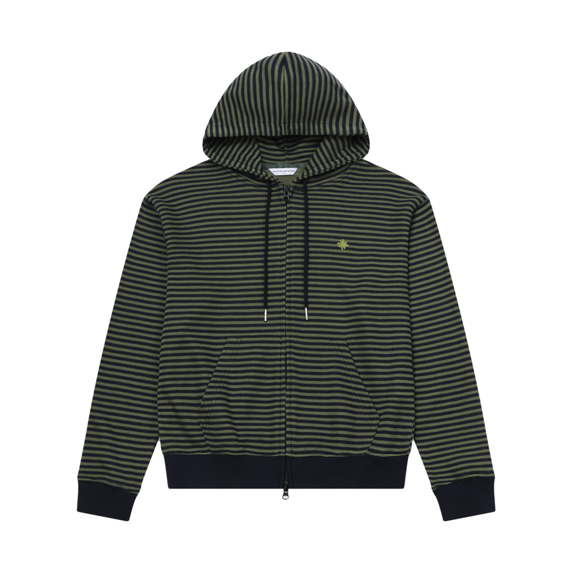 SR25SSHZ02KH SLOW RECORD HOUSE Stripe Knit Hood Zip-Up Khaki