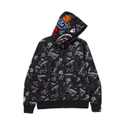 BAPE Japanese Tattoo Camo Shark Fz Hoodie Black