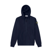 Stone Island 64251 Cotton Fleece Full Zip Hooded Sweatshirt Navy Blue - 21SS