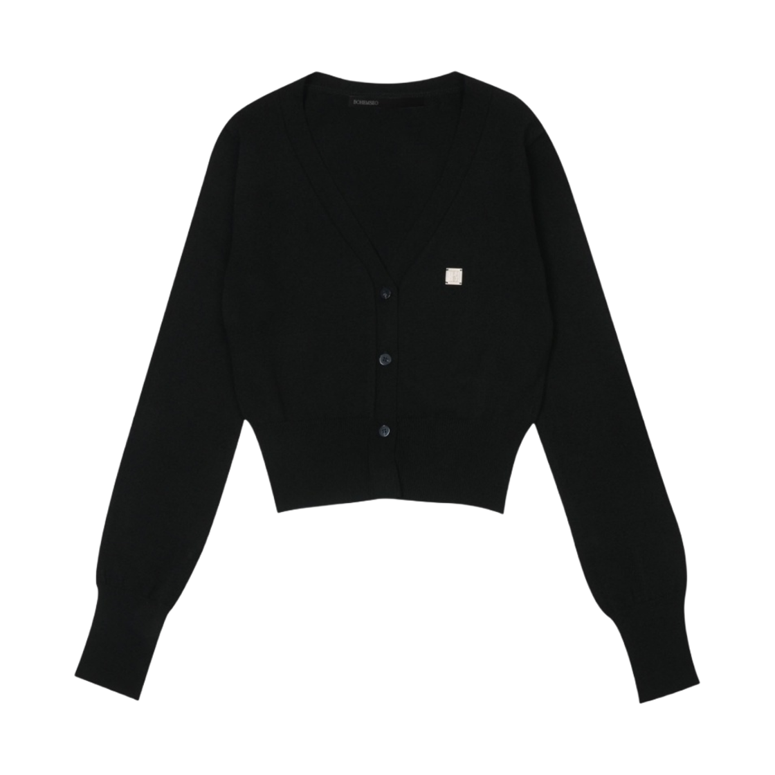 ☆韓国の人気☆【BOHEMIAN SEOUL】☆SPORTY ROUND NECK TO.P☆ W) 보헤미안 서울 Y 심볼 롱슬리브 가디건 블랙 | Bohemian