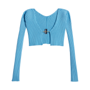 (W) Jacquemus La Maille Pralu Micro Charm Logo Cardigan Light Blue