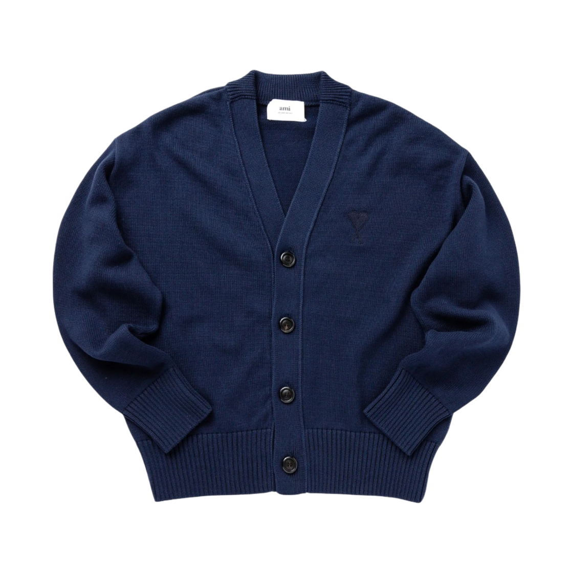 UKC008-016-496 AMI de Coeur Tone-On-Tone Cardigan Nautic Blue