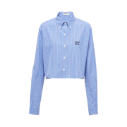 (W) Miu Miu Striped Poplin Shirt Light Blue