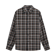 Zara Relaxed Fit Check Shirt Black Brown