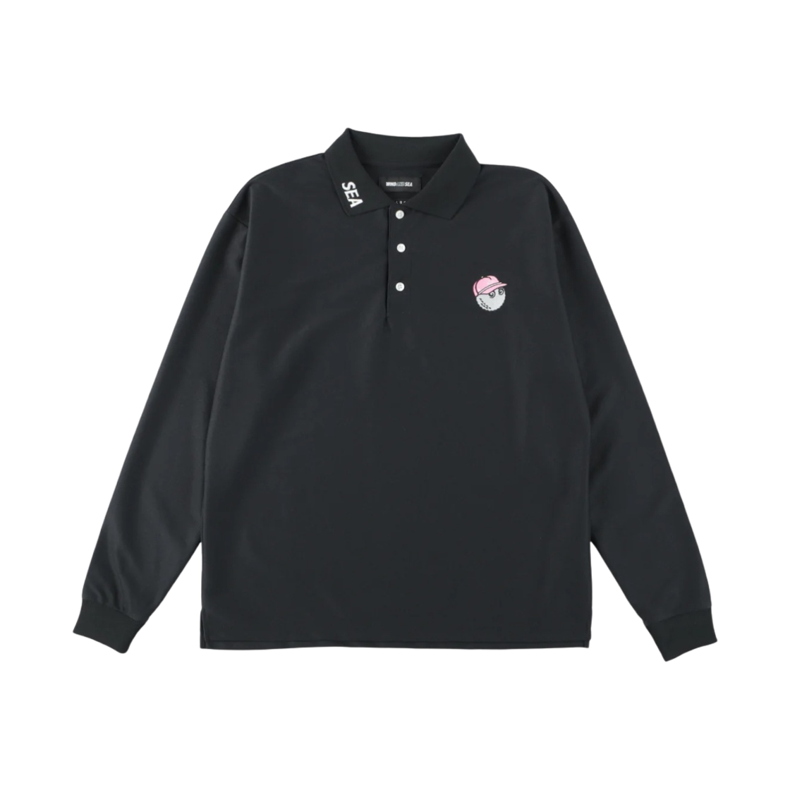 말본 골프 x WDS 롱 슬리브 폴로 셔츠 블랙(Malbon Golf x WDS Long Sleeve Polo Shirt Black)