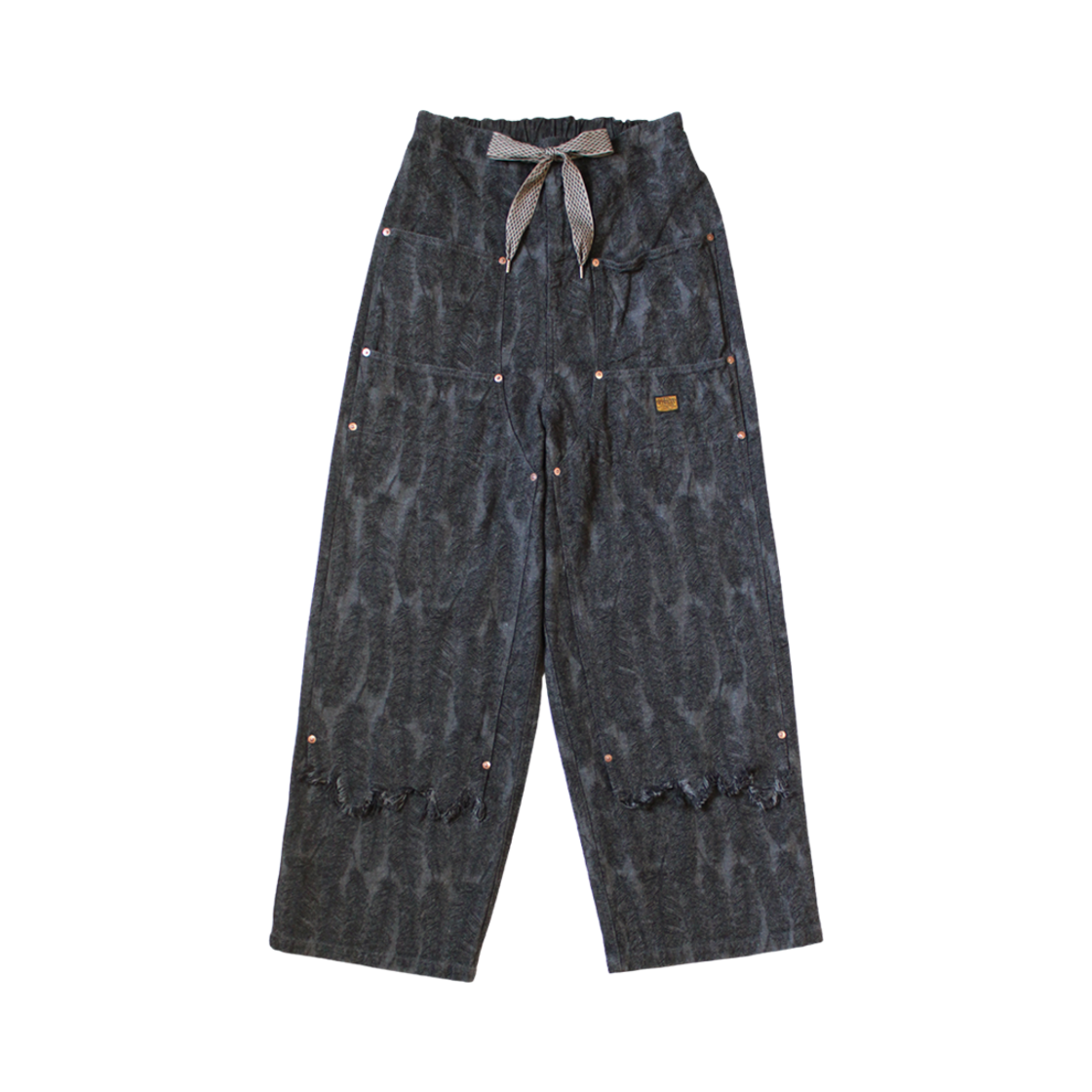 K2503LP026 Kapital 12 oz. Magpie Denim W Knee Easy Baggy Pants Black