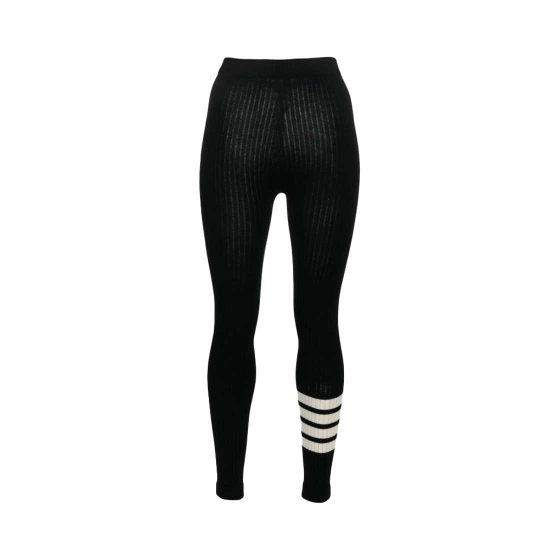 (W) 톰브라운 울 캐시미어 립 사선 심리스 레깅스 블랙((W) Thom Browne Wool Cashmere Rib 4-Bar Seamless Leggings Black) - 1
