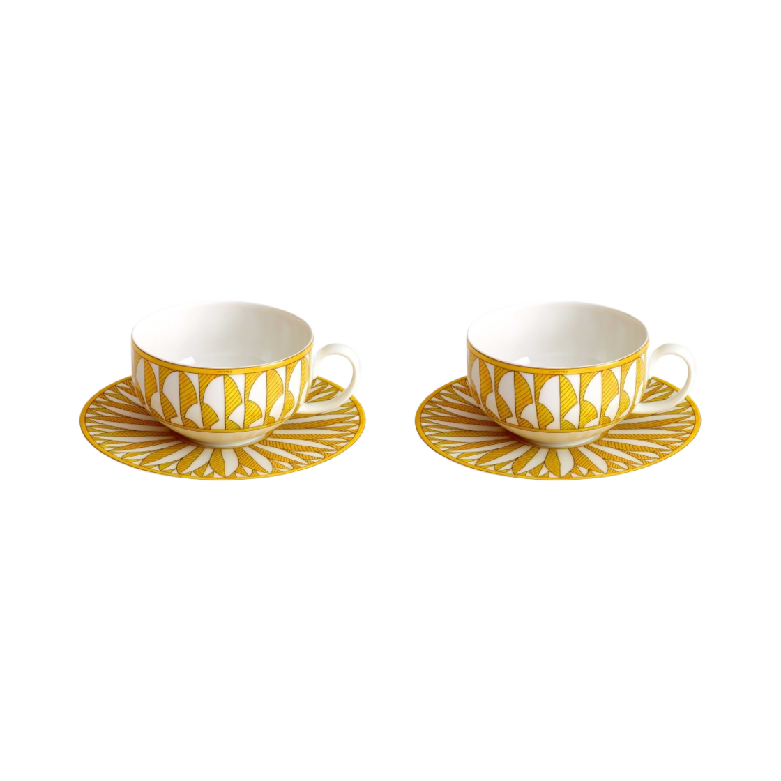 P046016P Hermes Soleil d'Hermes Tea Cup & Saucer Yellow (Set of 2)