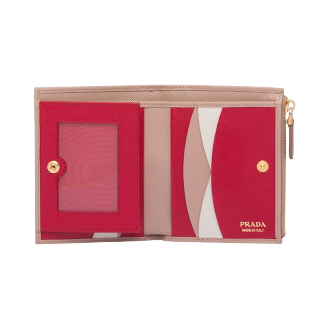프라다 스몰 사피아노 레더 월렛 파우더 핑크 파이어리 레드(Prada Small Saffiano Leather Wallet Powder Pink Fiery Red) - 2
