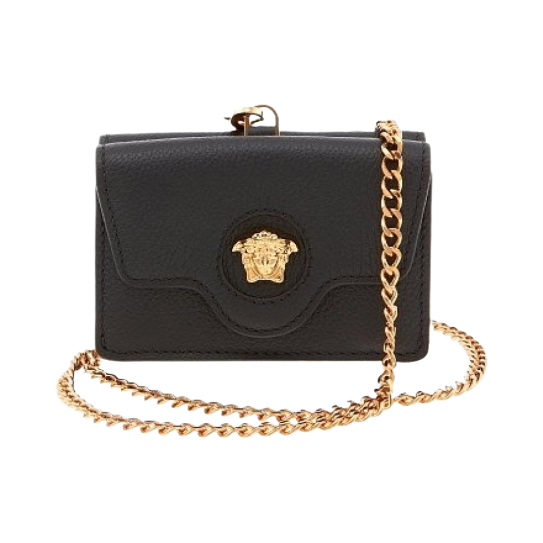 1003085-DVIT2T-1B00V Versace La Medusa Chain Card Holder Black