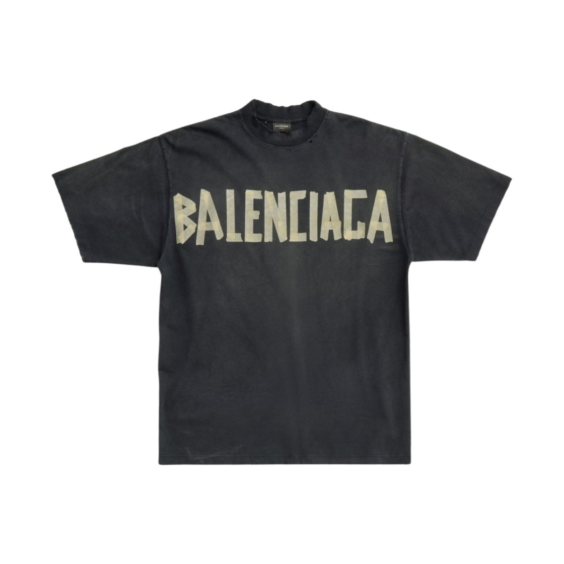 발렌시아가 테이프 타입 미디움 핏 티셔츠 페이디드 블랙(Balenciaga Tape Type Medium Fit T-Shirt Faded Black)