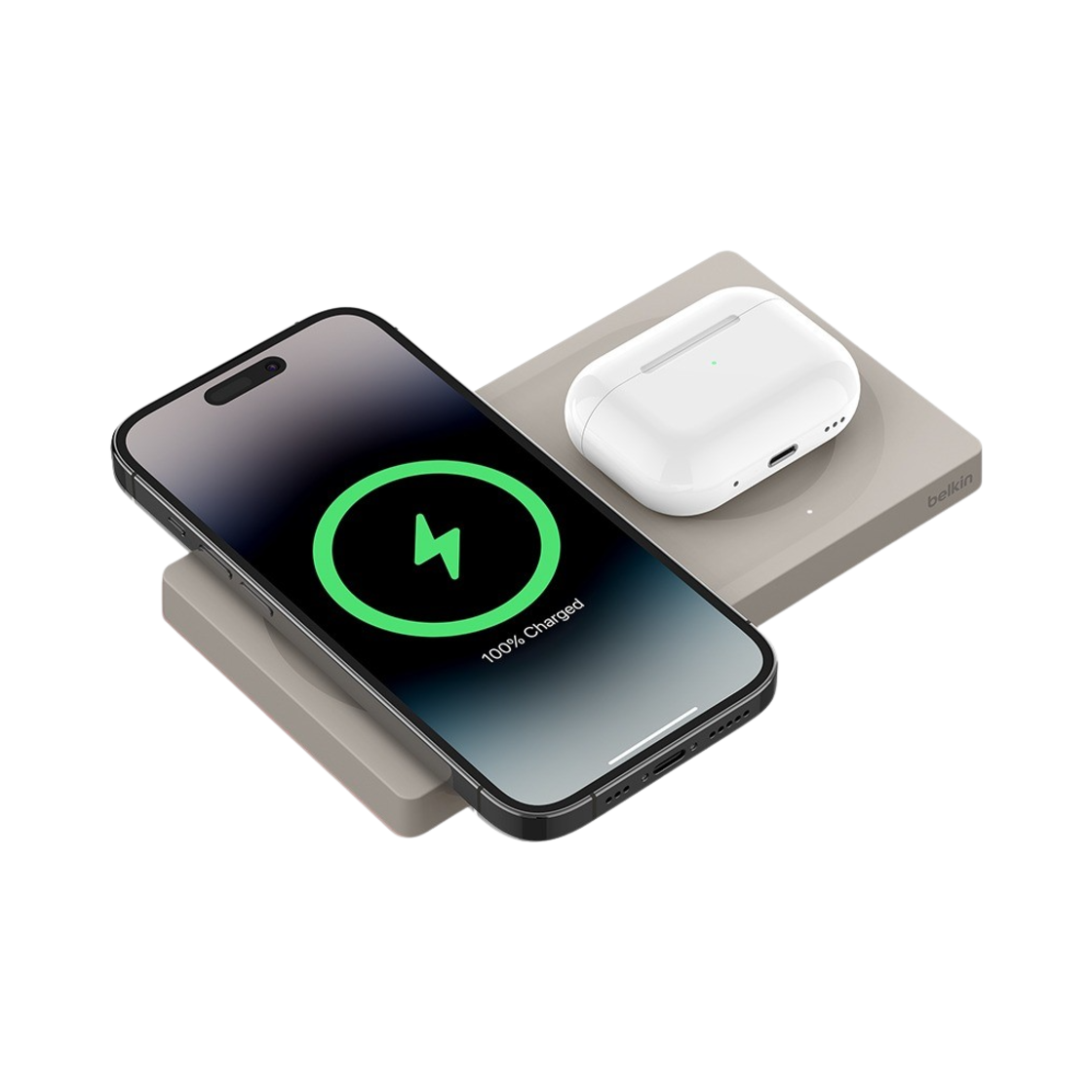 WIZ019btSA Belkin 2-in-1 MagSafe 15W Wireless Charging Pad WIZ019bt Sand