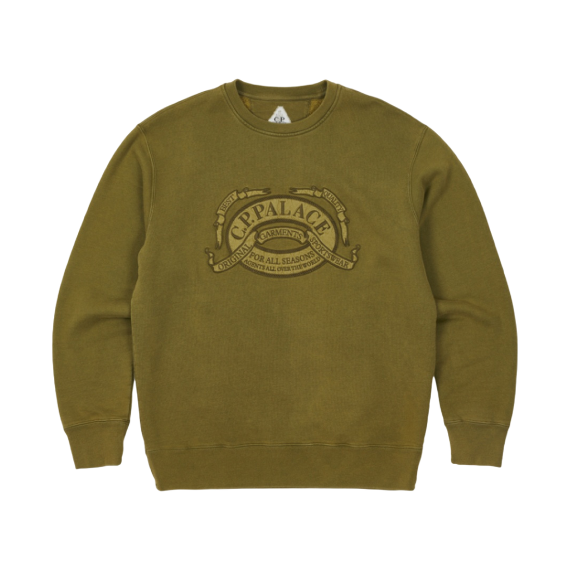 팔라스 x C.P. 컴퍼니 클래식 오버 다이드 크루넥 스웨트셔츠 올리브 - 22FW(Palace x C.P. Company Classic Over Dyed Crew Sweatshirt Olive - 22FW) - 1