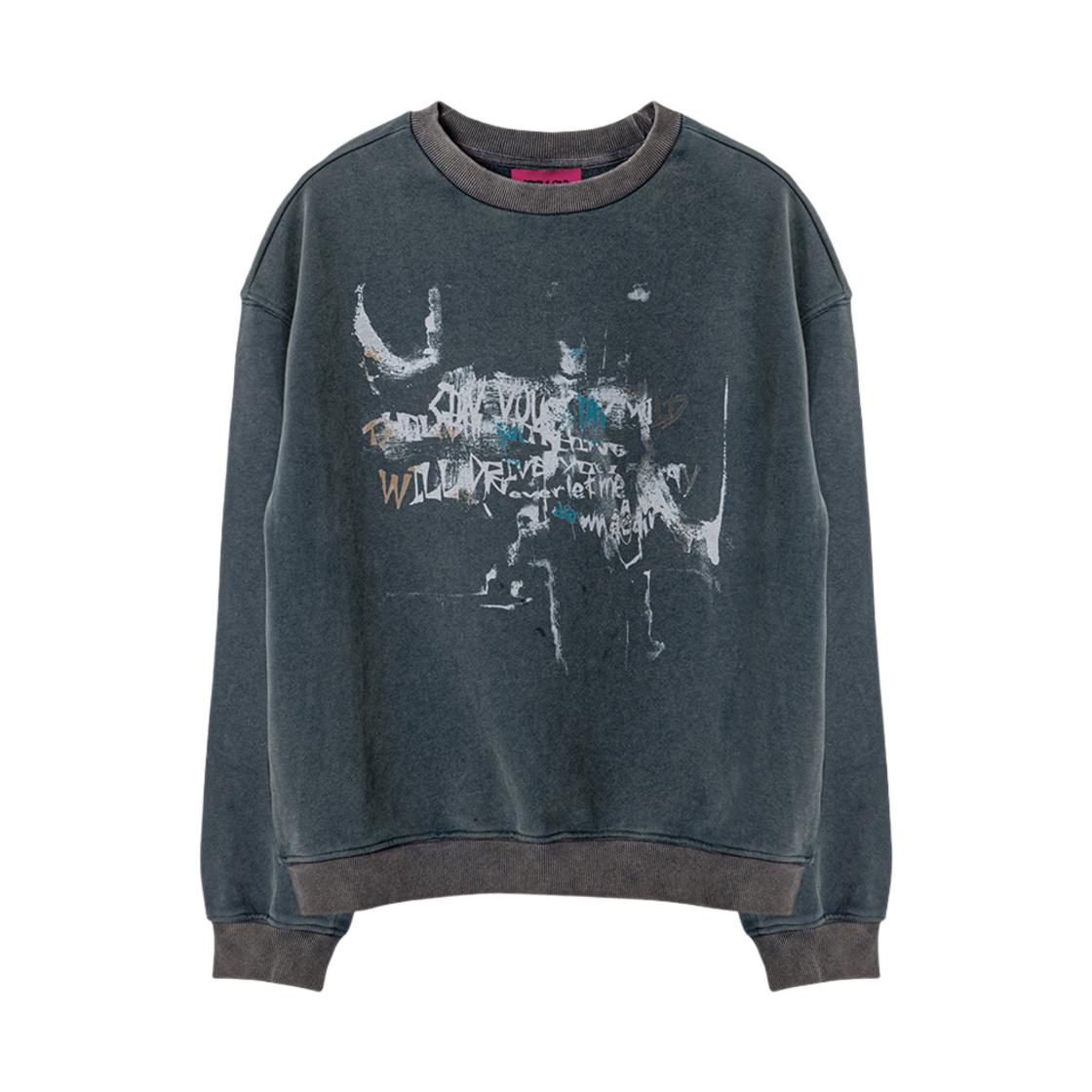 멜로우 그래픽 빈티지 워싱 스웻 셔츠 블루(MELLOW Graphic Vintage Washing Sweatshirt Blue)