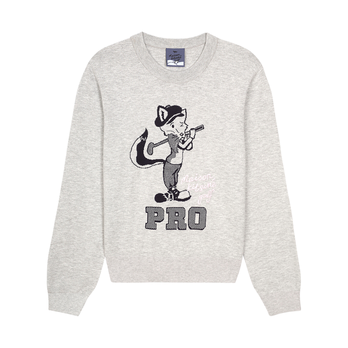 (W) 메종 키츠네 스탠딩 폭스 풀오버 스웨터 그레이 멜란지((W) Maison Kitsune Standing Fox Pullover Sweater Grey Melange) - 1
