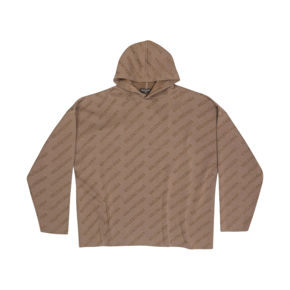 발렌시아가 토날 니트 자카드 미니 올오버 로고 후드 브라운(Balenciaga Mini Allover Logo Hoodie in Tonal Knit Jacquard Brown) - 1