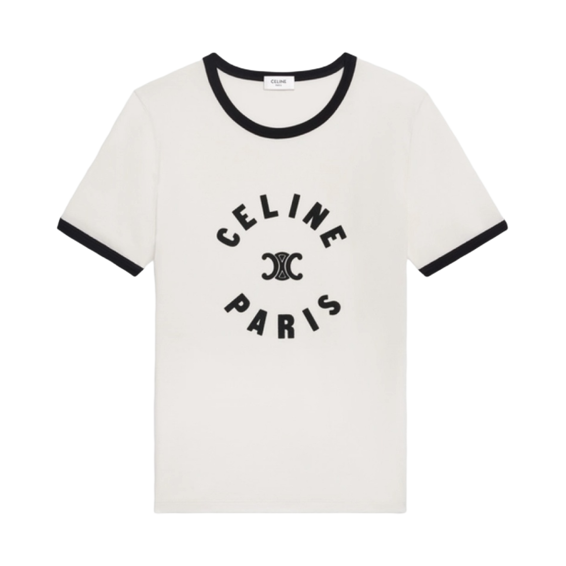 (W) 셀린느 코튼 저지 트리옹프 티셔츠 크림 블랙((W) Celine Triomphe T-Shirt in Cotton Jersey Cream Black)