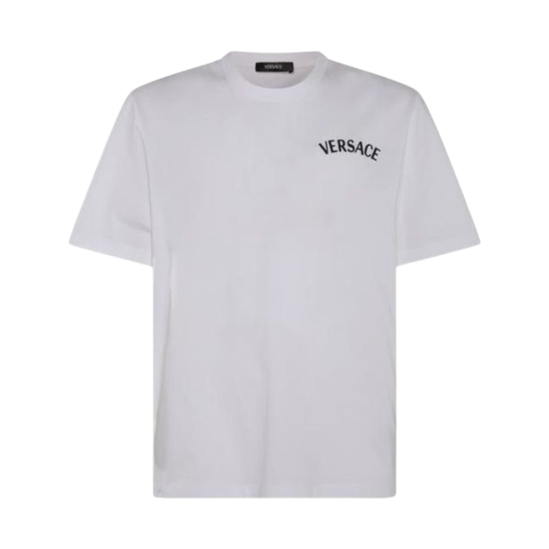 1013302-1A09865-1W010 Versace Embroidered Logo Cotton T-Shirt White