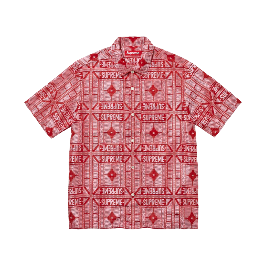 슈프림 트레이 자카드 숏슬리브 셔츠 레드 - 24SS