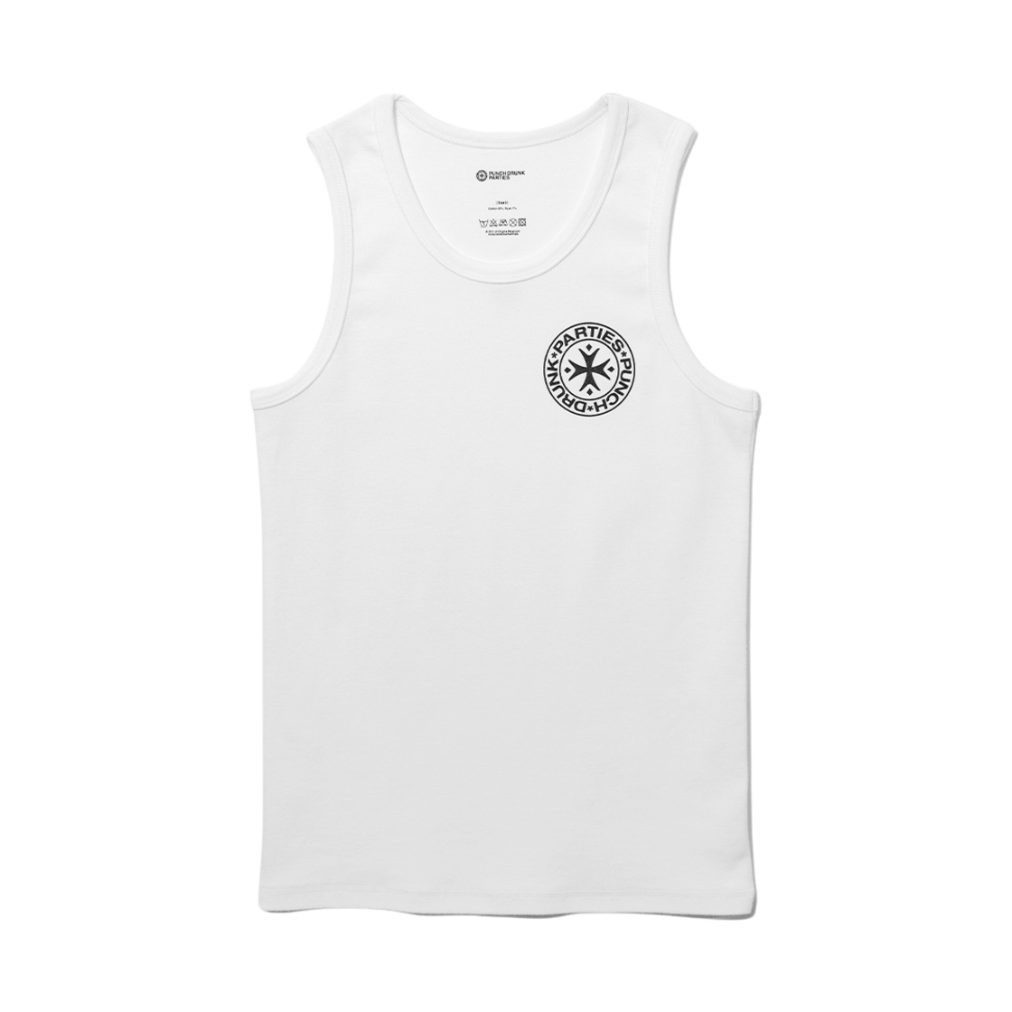 펀치 드렁크 파티즈 유니섹스 서클 로고 슬리브리스 오프화이트(Punch Drunk Parties Unisex Circle Logo Sleeveless Off White)