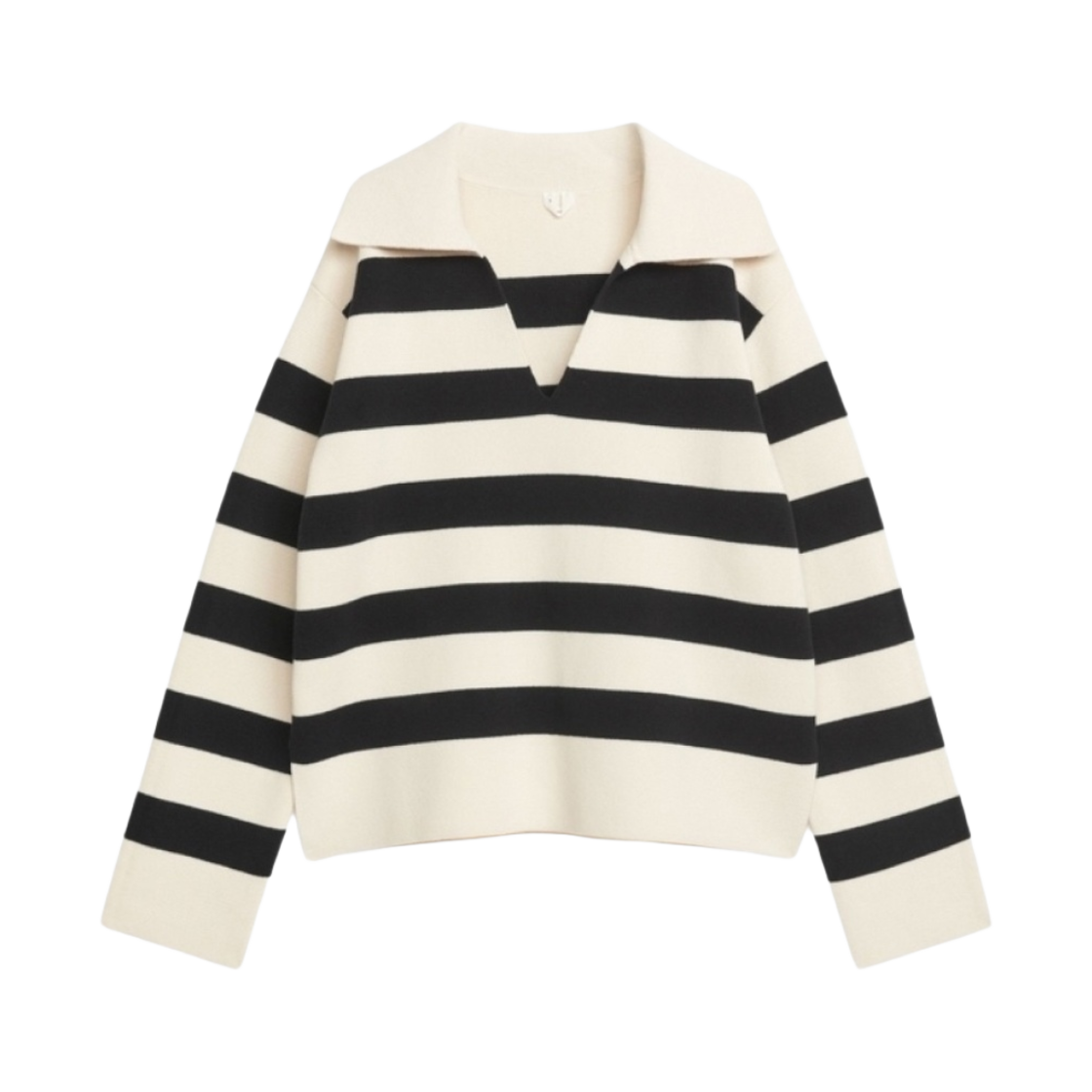 (W) 아르켓 스트라이프 코튼 스웨터 블랙((W) Arket Stripe Cotton Sweater Black)