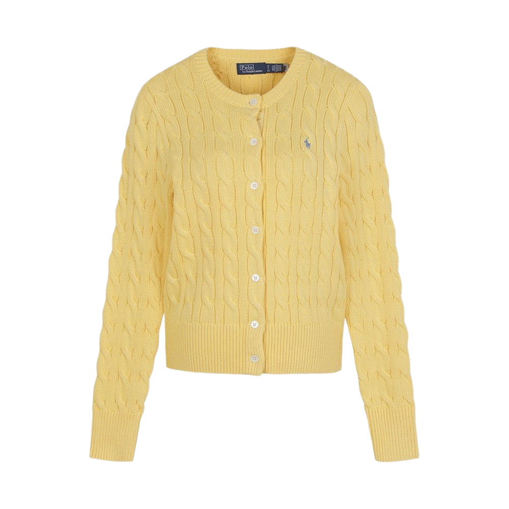 [30%적립] 폴로 랄프 로렌 우먼 케이블 니트 코튼 크루넥 카디건 옐로우