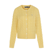 [30%적립] Polo Ralph Lauren Women Cable Knit Cotton Crewneck Cardigan Yellow