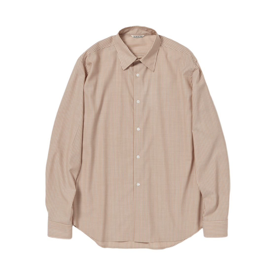 A24SS01WW Auralee Super Fine Wool Stripe Shirt Light Brown Stripe