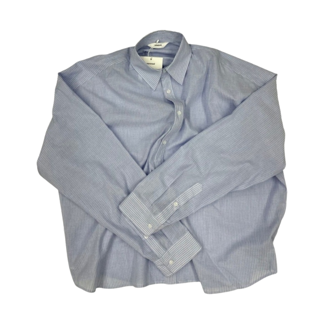논노드 플렉서블 스트링 스트라이프 셔츠 재패니즈 스카이 블루(Nonnod Flexible String Stripe Shirt Japanese Sky Blue)