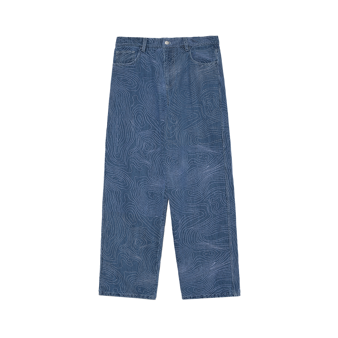 PD01PT0002LB Phyps Dept Contour Map Denim Pants Light Blue