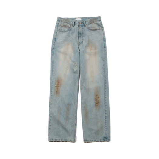 SE24PT04LB Surface Edition Dirty Damaged Straight Denim Light Blue