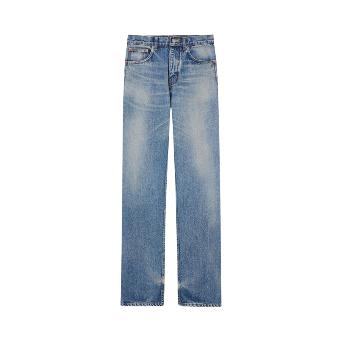 795350-Y13KD-4423 (W) Saint Laurent Straight Jeans In Benjamin Blue Denim Benjamin Blue