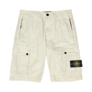 Stone Island L100011 Brushed Organic Cotton Old Effect Zipper Pockets Details Slim Fit Cargo Bermuda Shorts Sand - 25SS