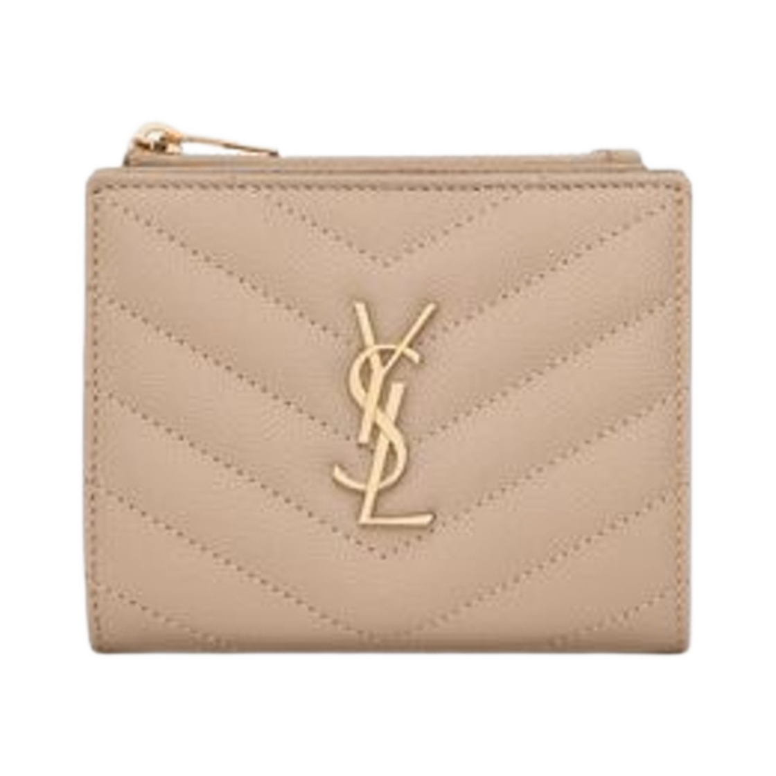 생로랑 카산드라 마틀라세 바이폴드 월렛 그레인 드 뿌드르 엠보스 레더 다크 베이지(Saint Laurent Cassandre Matelasse Bi-Fold Wallet in Grain De Poudre Embossed Leather Dark Beige) - 1