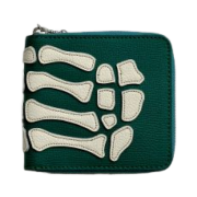 Kapital Thumbs Up Bone Hand Zip Wallet Peacock Green