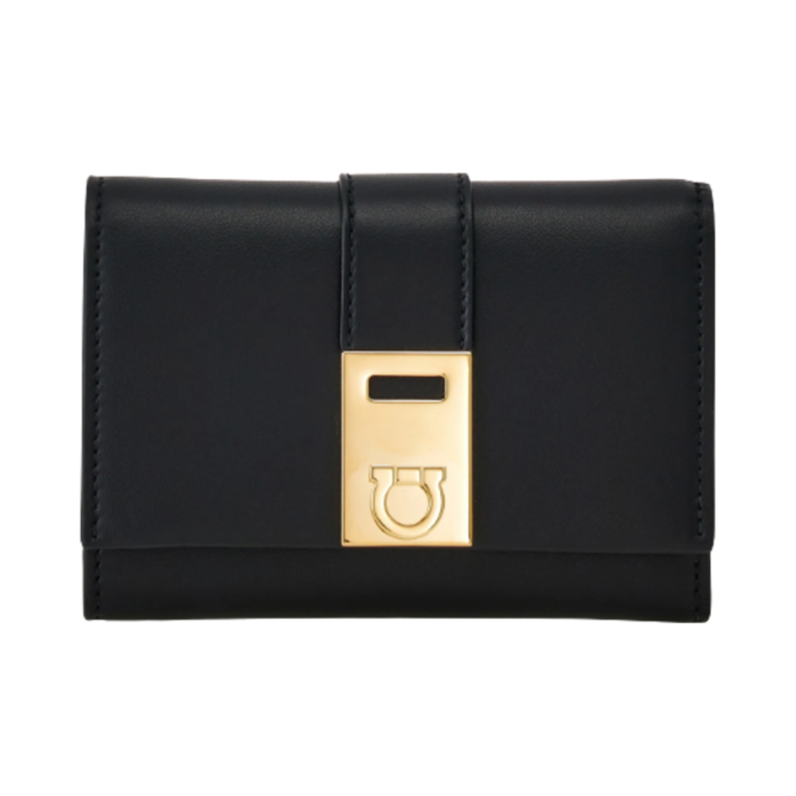 220630-770860 Ferragamo Hug Compact Two-Tone Wallet Black Nylund Pink