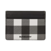 Burberry Exaggerated Check and Leather Card Case Dark Birch Brown