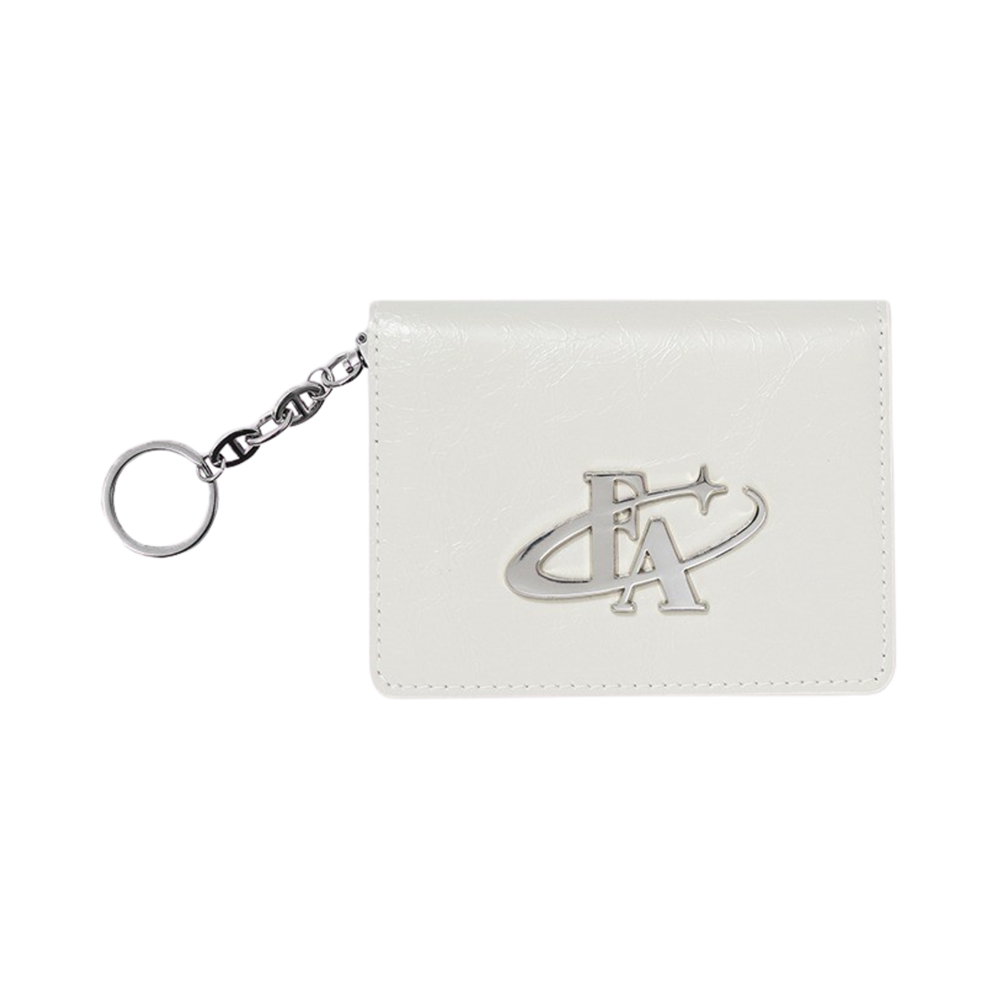 FAFLAPWT For Appeal Metal Logo Flap Card Wallet White