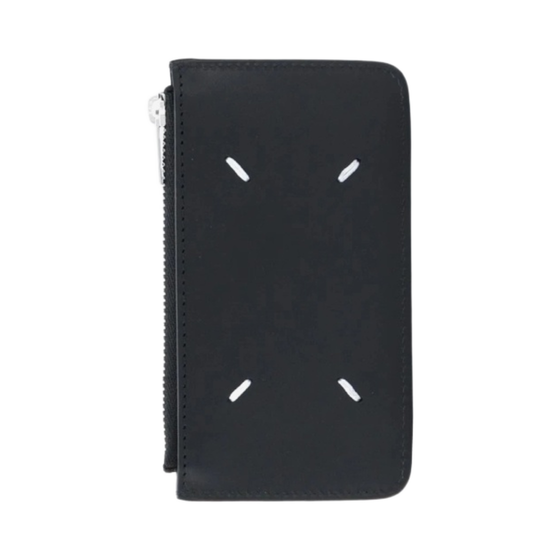 메종 마르지엘라 그레이니 스무스 레더 지퍼 카드 홀더 블랙