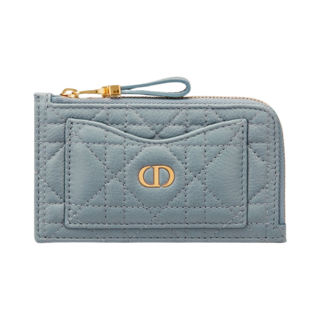 S5131UWHC-M81B Dior Caro Compact Zipped Card Holder Cloud Blue Supple Cannage Calfskin